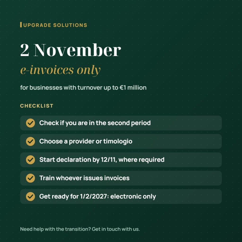 E-invoicing checklist for businesses with turnover up to €1 million
